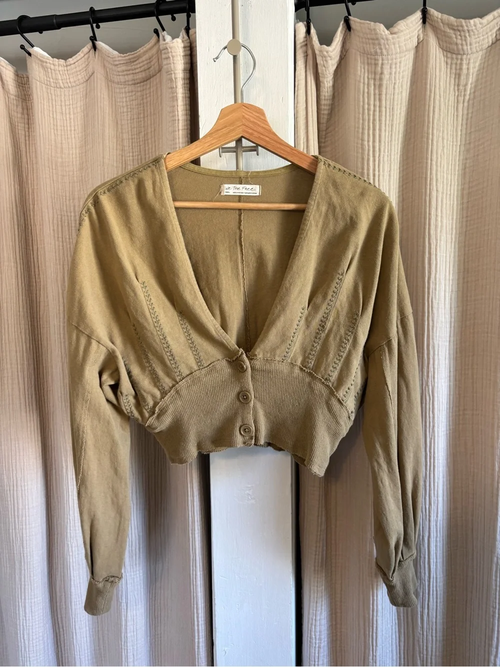 Free People Cropped Cardigan Blouse- Small